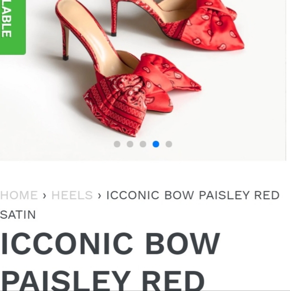 Iconic red paisley bow heels mules - Picture 2 of 4